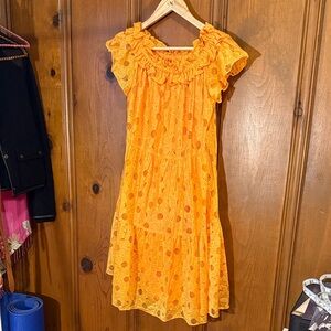 Trina Turk Orange Lace Midi Dress